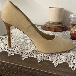 Nude suede heels